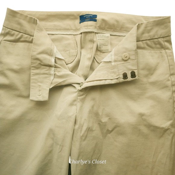 Dockers Womens Khaki Straight Leg 8P Ideal Fit Stretch Preppy Casual Chore Pant - Picture 7 of 8